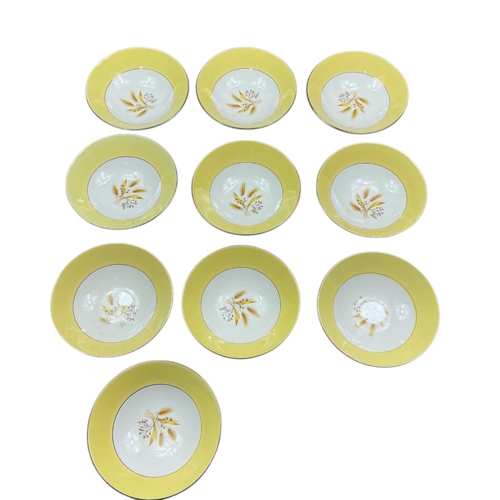 Vintage Autumn Gold Wheat 5 1/4” Small Bowl set of 10 MCM Century Co USA made